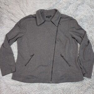 Notations Jacket Womens XL Gray Asymmetrical Zip Up Pockets Preppy Casual Comfy‎